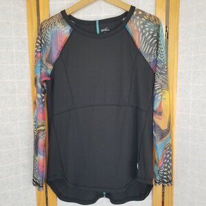 B Passionit Women's Athletic Top Size Medium Sheer Tattoo Sleeves Made in USA